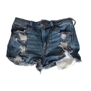 dark wash jean shorts